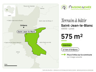 Vente Terrain Terrain à bâtir 575 m² viabilisé à Saint-Jean-le-Blanc Saint-jean-le-blanc