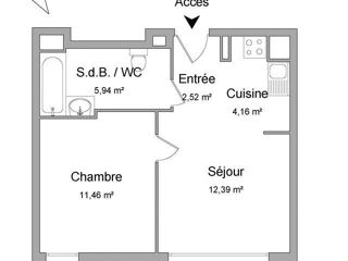  Appartement à louer 2 pièces 36 m²
