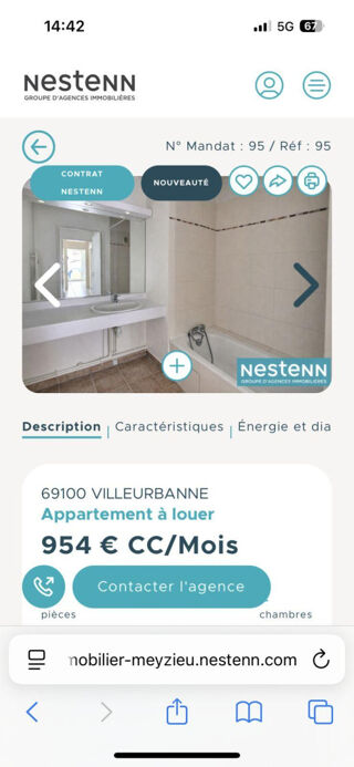 Location Appartement Appartement T3 3eme étage, terrasse, garage. Villeurbanne