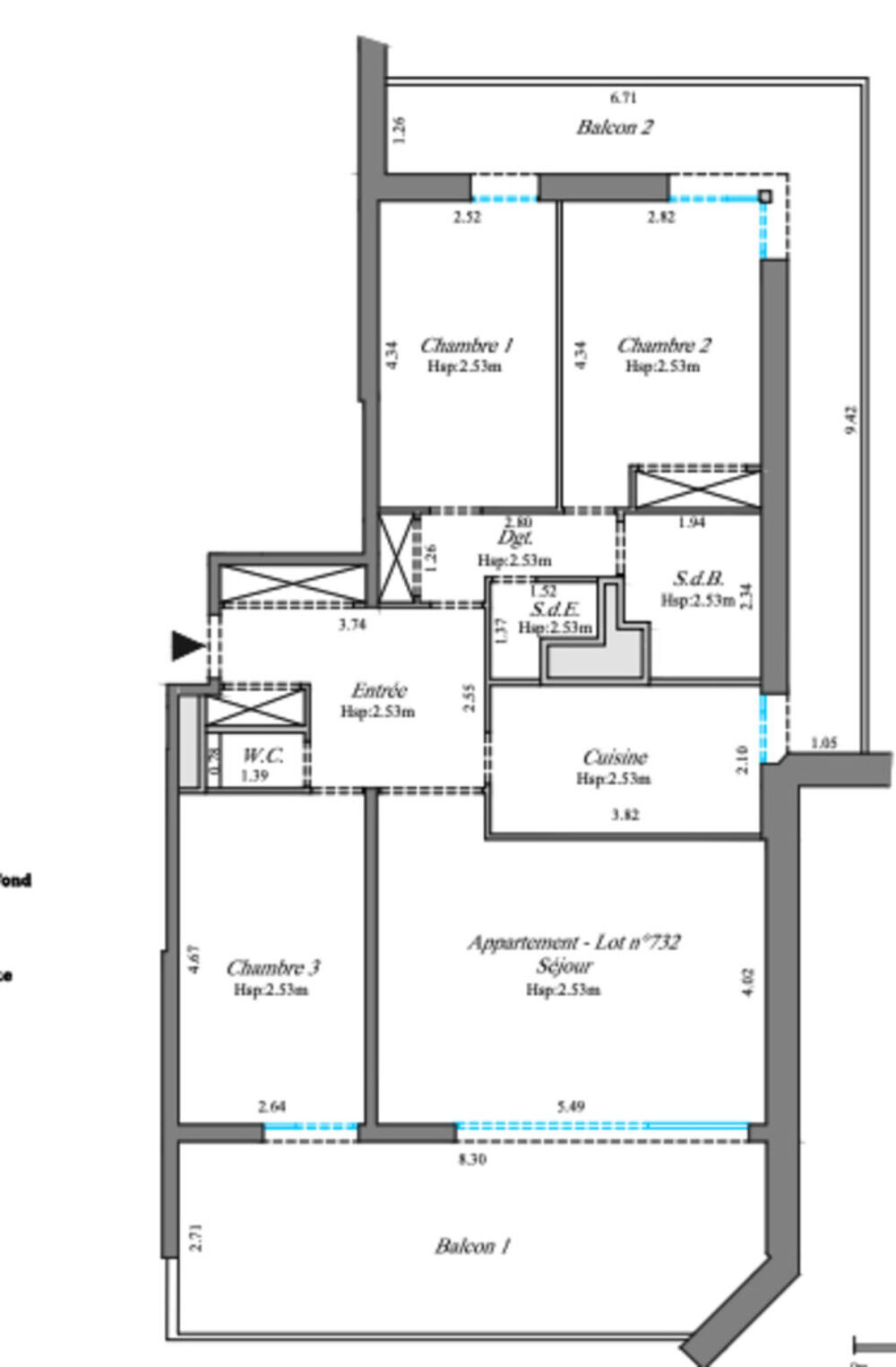 Appartement T4 de 86,20m2 avec 2 balcons