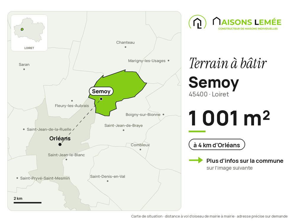 Vente Terrain Terrain à bâtir 1 001 m² à Semoy Semoy