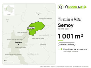 Vente Terrain Terrain à bâtir 1 001 m² à Semoy Semoy