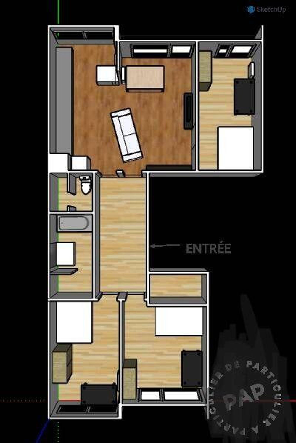   3 chambres dans colocation meublée solidaire 80m² 