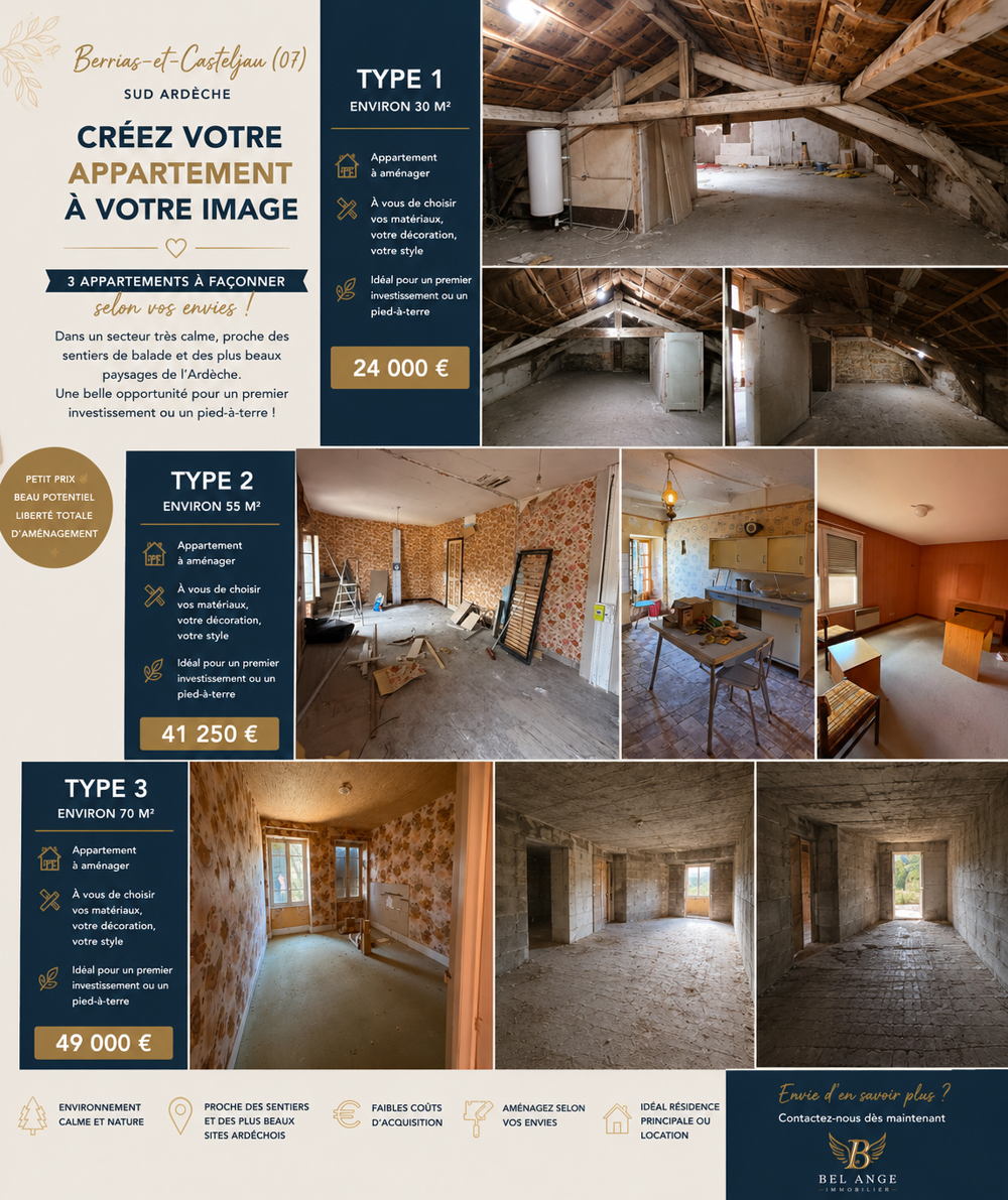 Appartement 1 pièce 30 m² · à Berrias Et Casteljau · 30 m² · 24 000 €