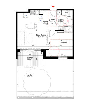  Appartement  vendre 2 pices 44 m