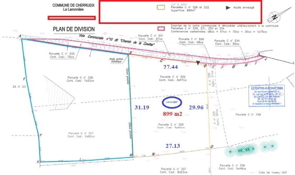 Vente Terrain Terrain constructible de 899 m2 -35120 - Cherrueix Cherrueix