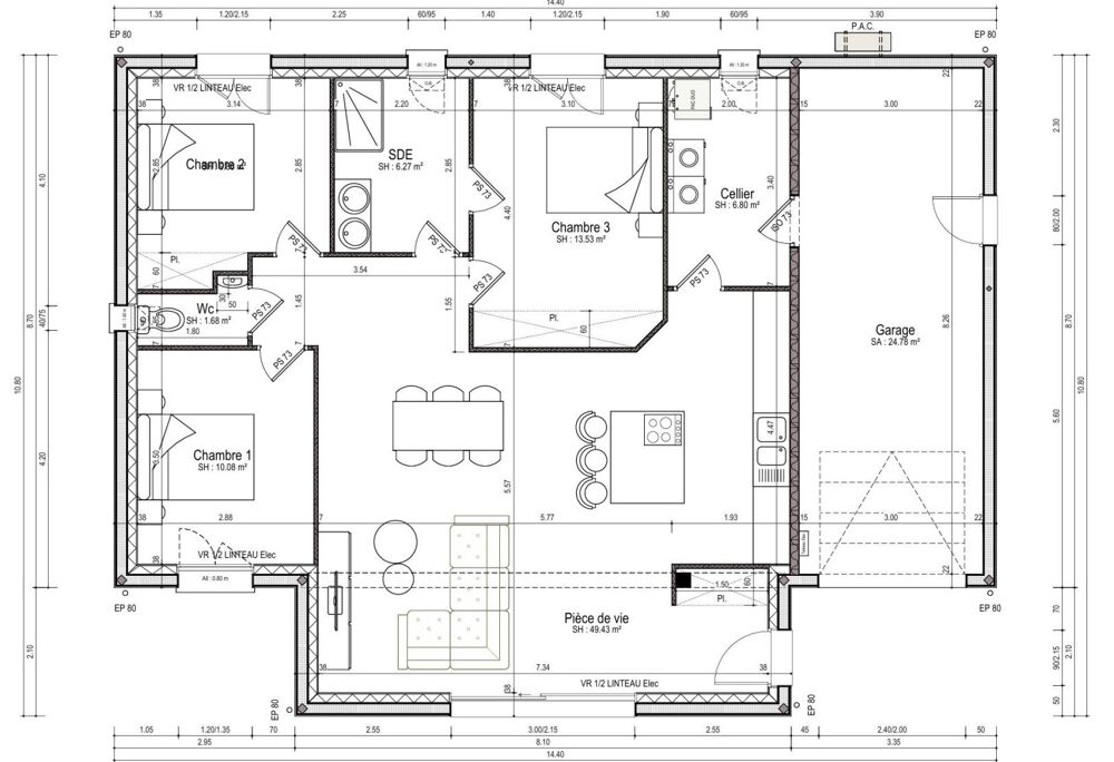 Maison neuve, 3 chambres, garage, jardin avec vue