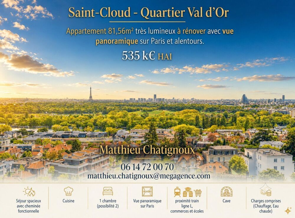 Appartement 3 pièces 81 m² · à Saint-Cloud · 81 m² · 535 000 €