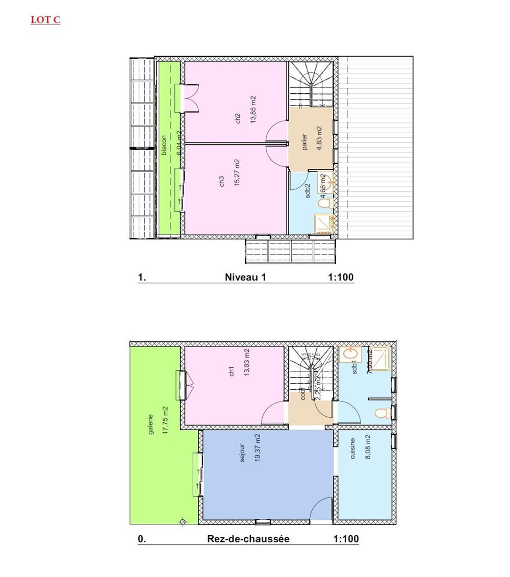 Vente Maison Dupex T4 mitoyen (lot C), à vendre dans le secteur du Moule Le moule