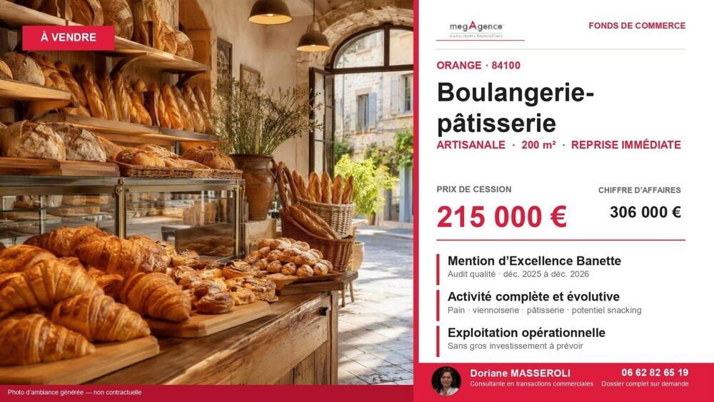   À VENDRE – BOULANGERIE?PÂTISSERIE ARTISANALE  – SECTEUR D'ORANGE (84) 