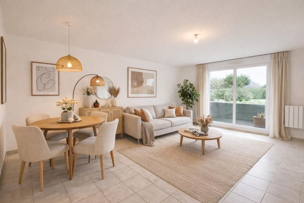 La rivière saint Sauveur, RDC, 3 pièces 62.8 m², balcon 8m², 2 places de parking. piscine, tennis, résidence sécurisée.