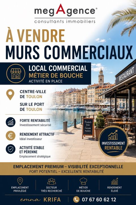TOULON – PORT – VENTE MURS COMMERCIAUX LOU&Eacute;S 329000 83000 Toulon