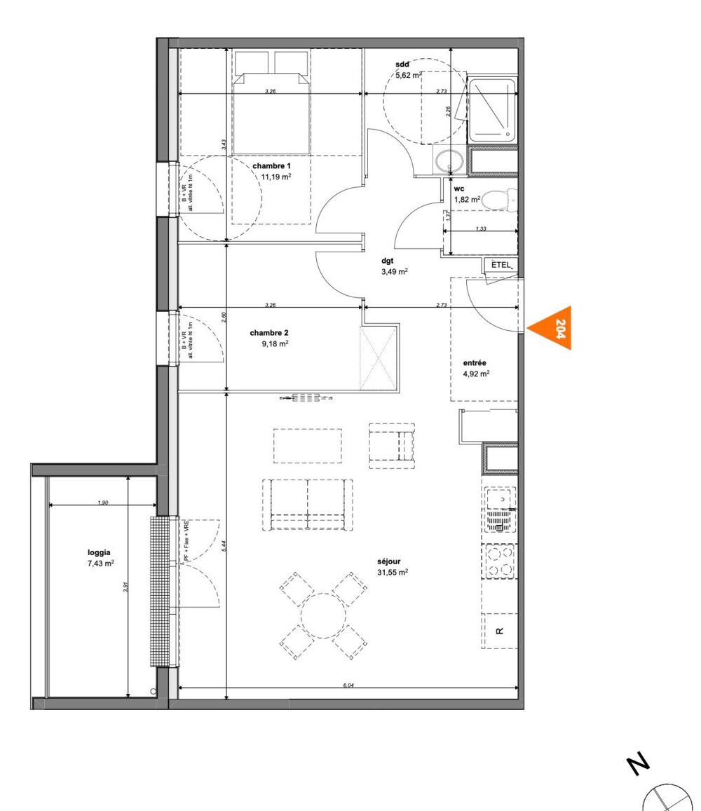 Vente Appartement T3 neuf de 68m2 avec loggia et parking Maromme
