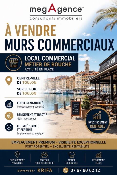 TOULON – PORT – VENTE MURS COMMERCIAUX LOU&Eacute;S 329000 83000 Toulon