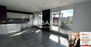 Vente Appartement Attique Lumineux env. 87 m² (92 m² au sol) – 3 ch – Terrasses 42 m² avec pergola bioclimatique – Garage double, parking & cave – Hesingue
