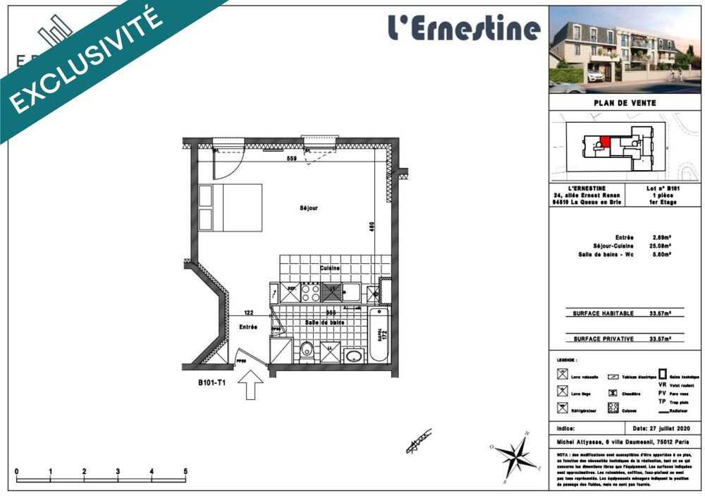 Vente Appartement T1 évolutif récent avec parking sous-sol La queue-en-brie