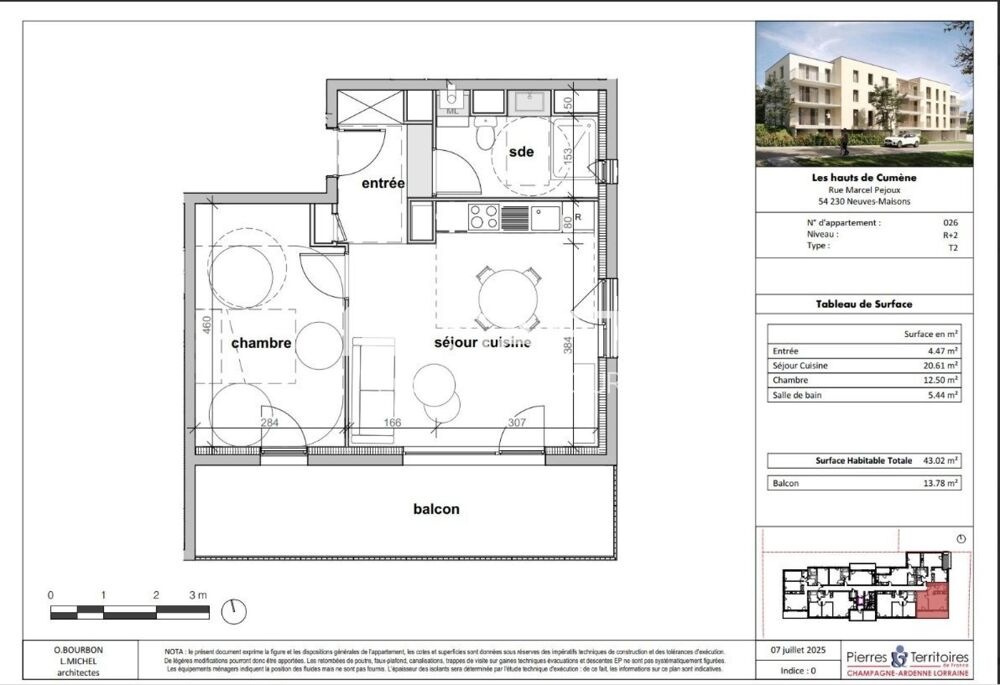 À VENDRE  CHARMANT T2 NEUF  43 m²  NEUVES-MAISONS