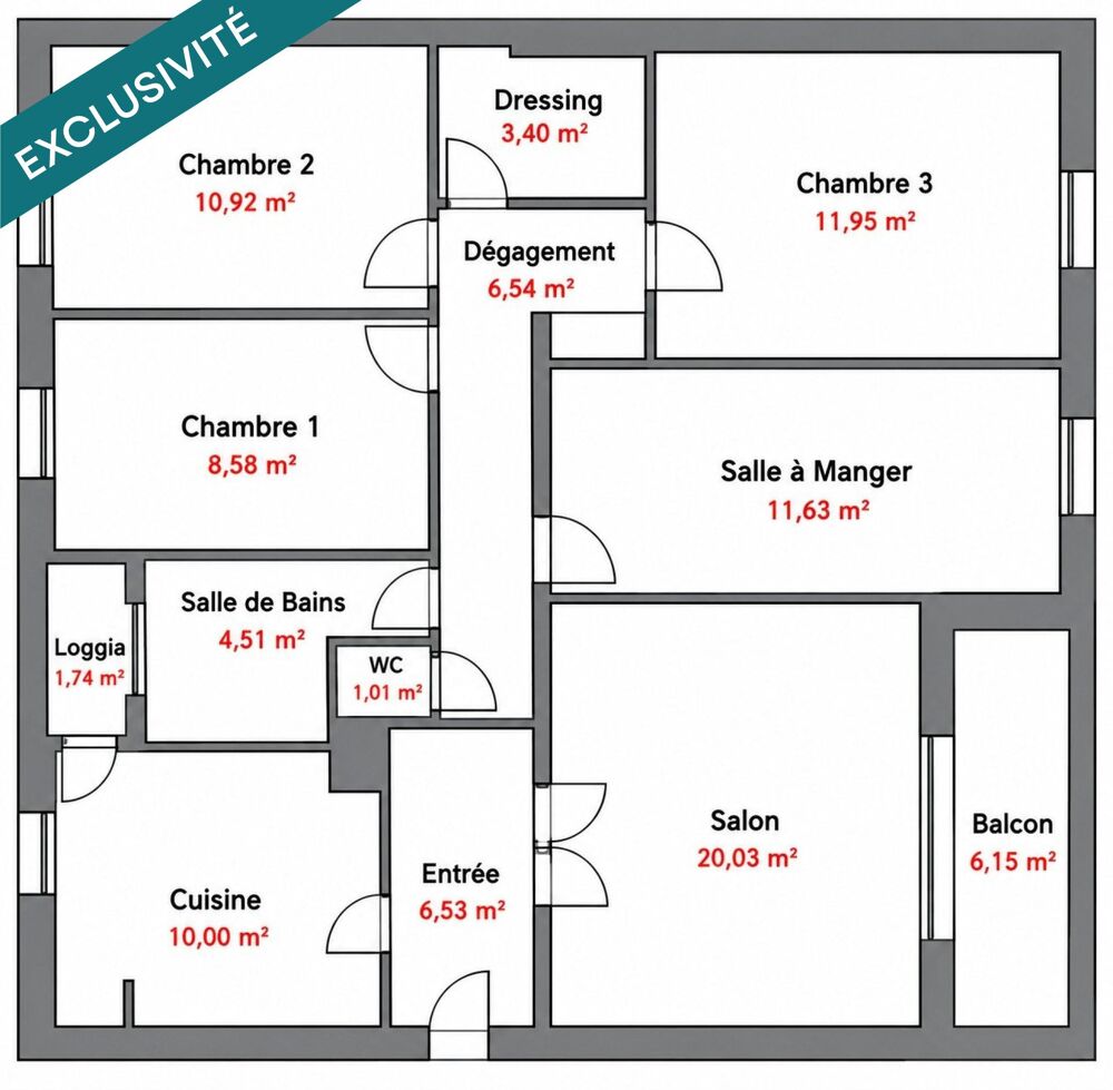 VENISSIEUX PARILLY - APPARTEMENT de 95 M2 TRAVERSANT