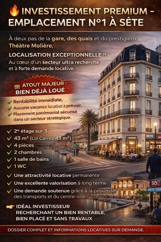 Vente Appartement INVESTISSEMENT PREMIUM – EMPLACEMENT N°1 À Sète Sete