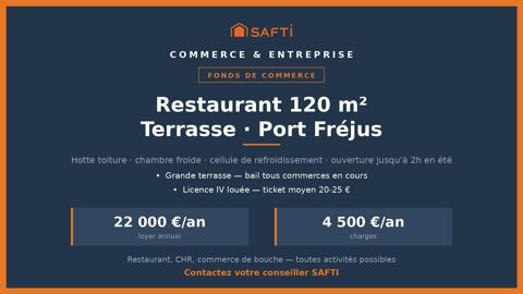 Fonds restaurant 120 m&sup2; + terrasse - Port Fr&eacute;jus 245000 83600 Frejus