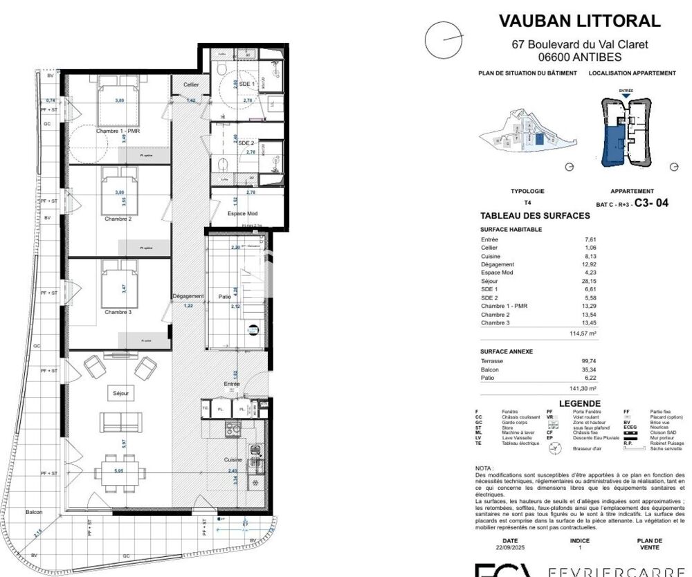 Appartement haut standing 114M2 + 100M2 terrasse