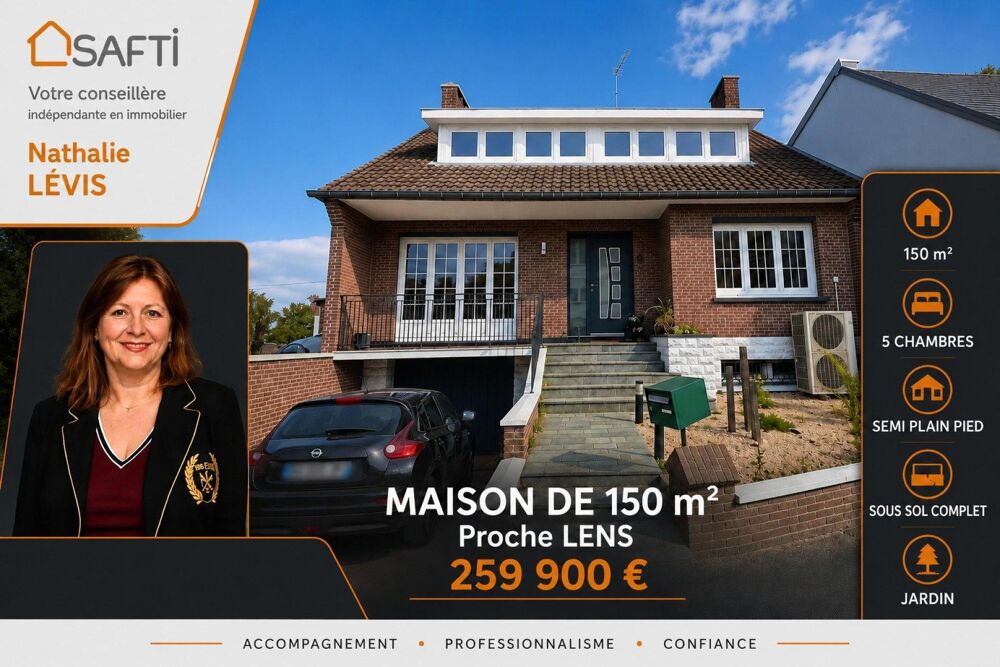 Maison semi plain pied sur un sous sol complet offre 5 chambres et 2 salles de bains