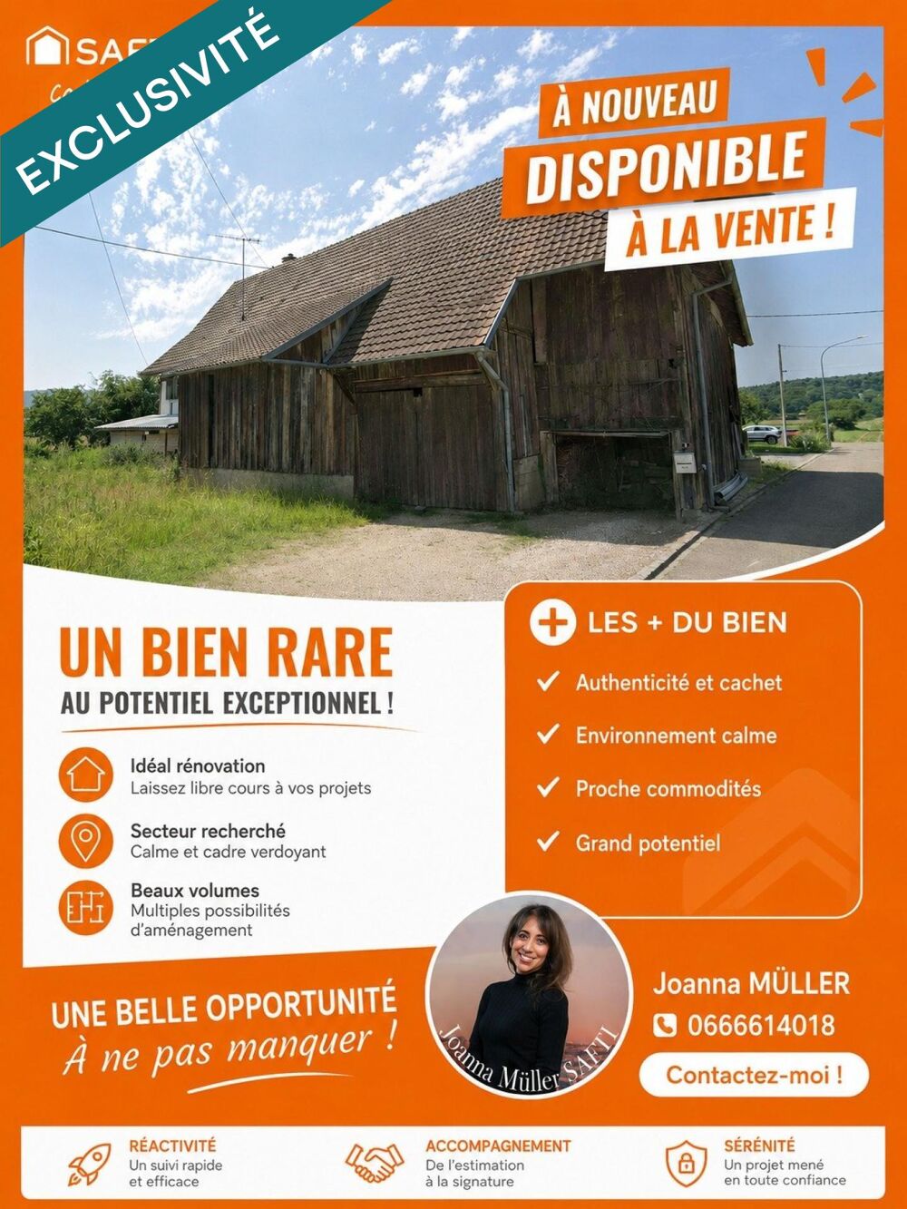 Maison de village avec grange à rénover sur une beau terrain plat de plus de 10 ares