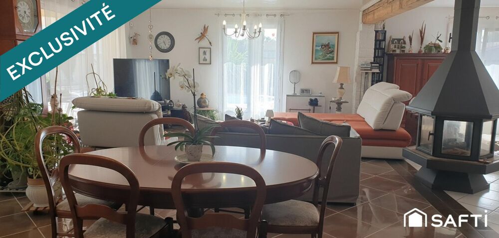 Maison familiale de plain-pied avec piscine et double garage, sur terrain arboré de plus de 1900 m2 à Couquèques (33340)