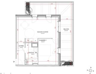  Appartement  vendre 2 pices 45 m