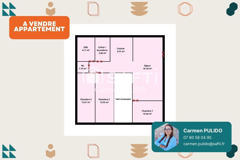 Appartement de type T4 en rez-de-chaussée : proche de toutes les commodités à pieds.