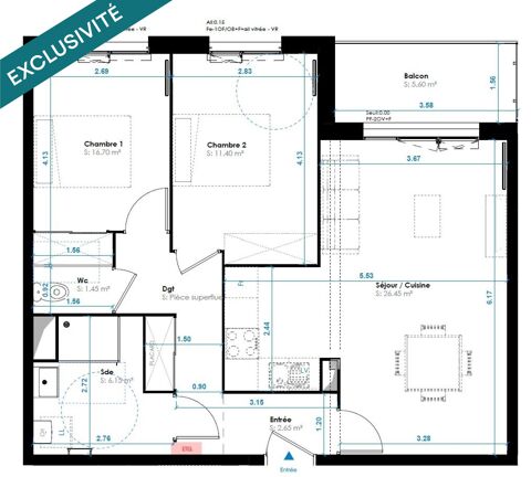  Appartement � vendre 3 pi�ces 70 m�