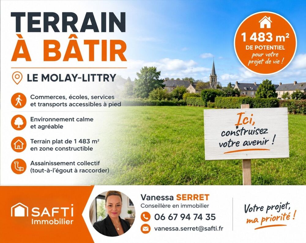 Vente Terrain Terrain constructible de 1483 m² en plein cœur du Molay-Littry Le molay-littry
