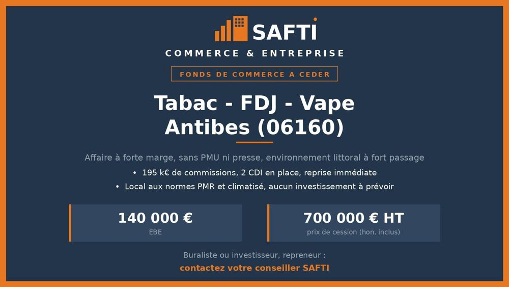  Antibes commerce tabac FDJ vape 85 m² 
