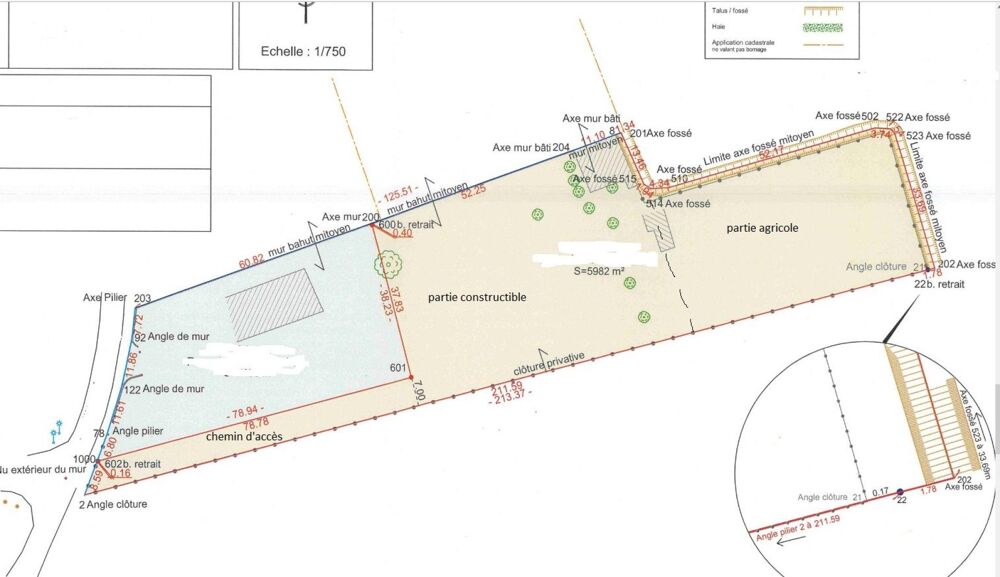 Vente Terrain Terrain de 5982 m� divisible, born�, CU et �tude G1 ok, non viabilis�. Cazeres