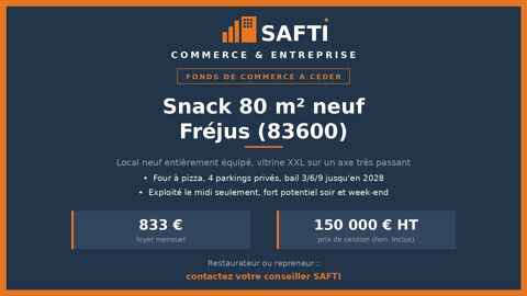 Fr&eacute;jus snack neuf avec 4 parkings priv&eacute;s 150000 83600 Frejus