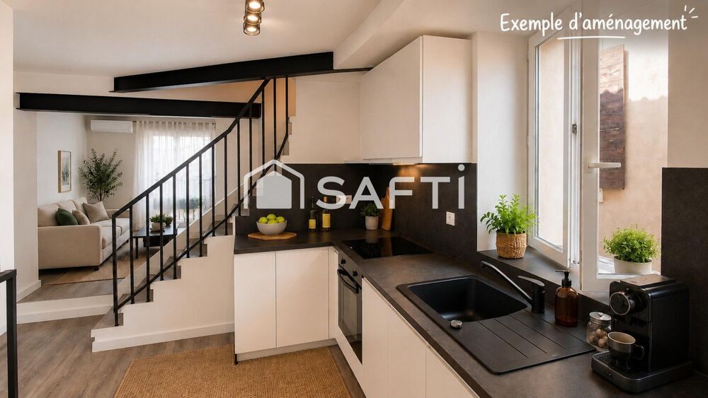 Cazouls, F4 rénové, env. 90m2, garage 22m2,