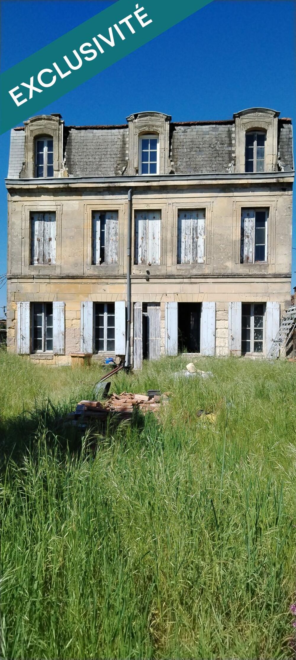 Vente Immeuble Authentique Girondine à rénover avec places de parking et terrain de 400M2 Libourne