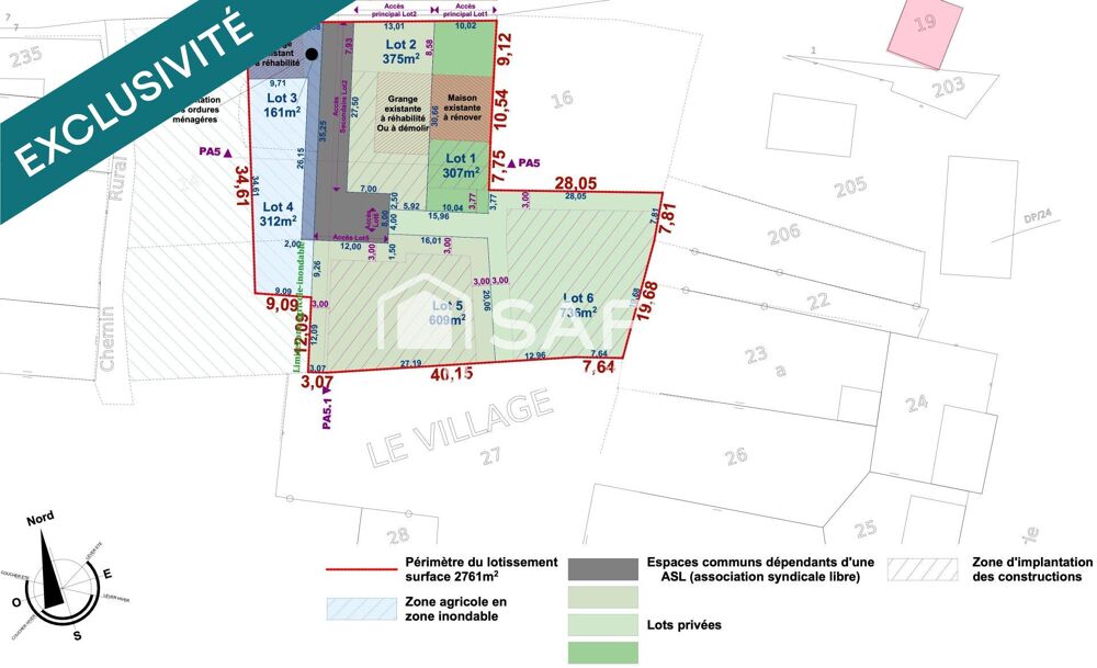 Vente Terrain Terrain 736m2 env.viabilisé, au calme, vue sur champs Chenieres