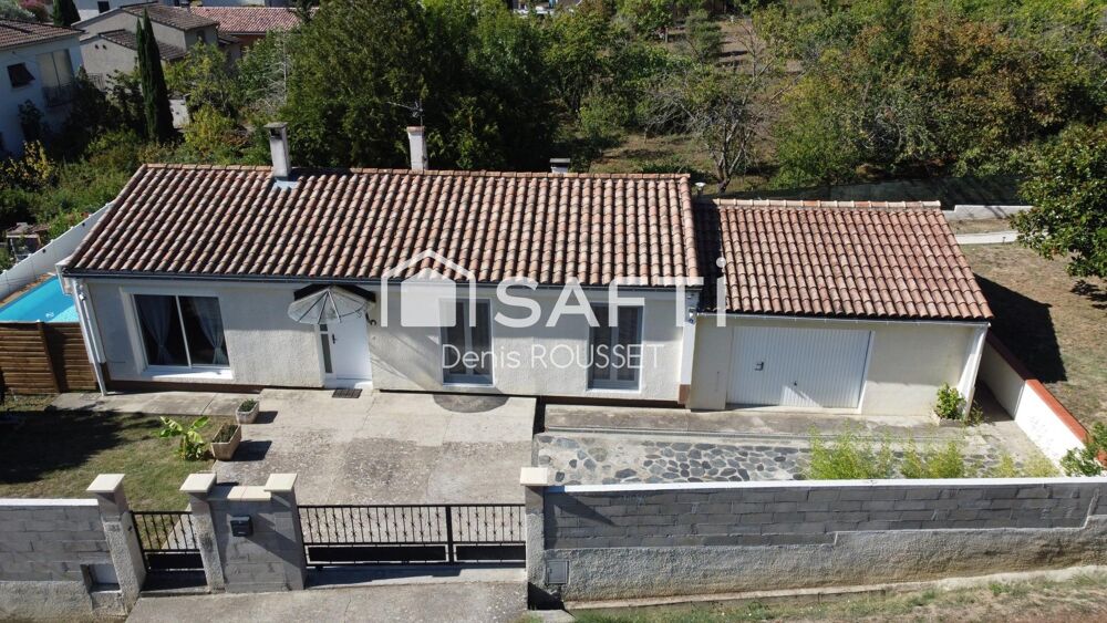 Villa plain pied de 100m² avec piscine, jardin, grand garage, pompe à chaleur et panneaux photovoltaïques