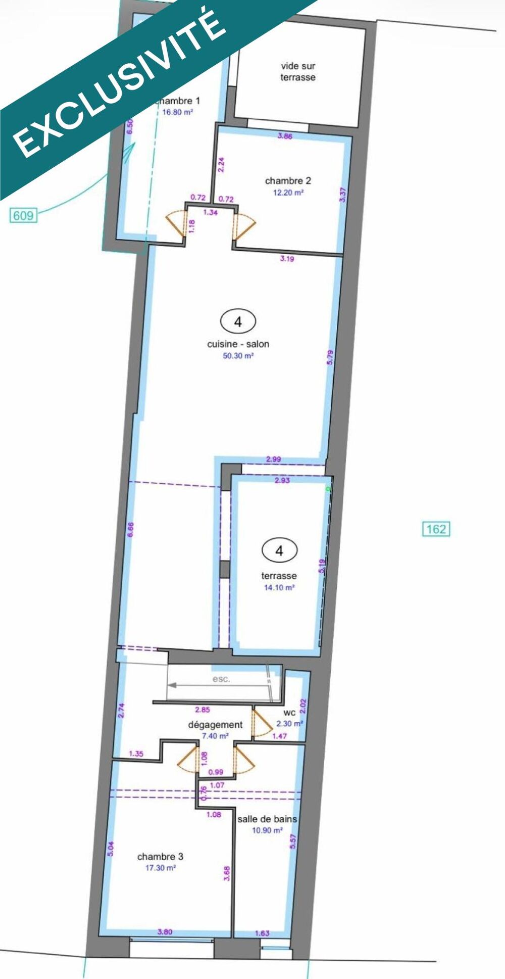 Appartement 117 m2 entièrement rénové
