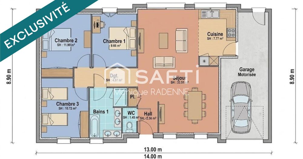 MAISON INDIVIDUELLE DE PLAIN PIED AVEC GARAGE