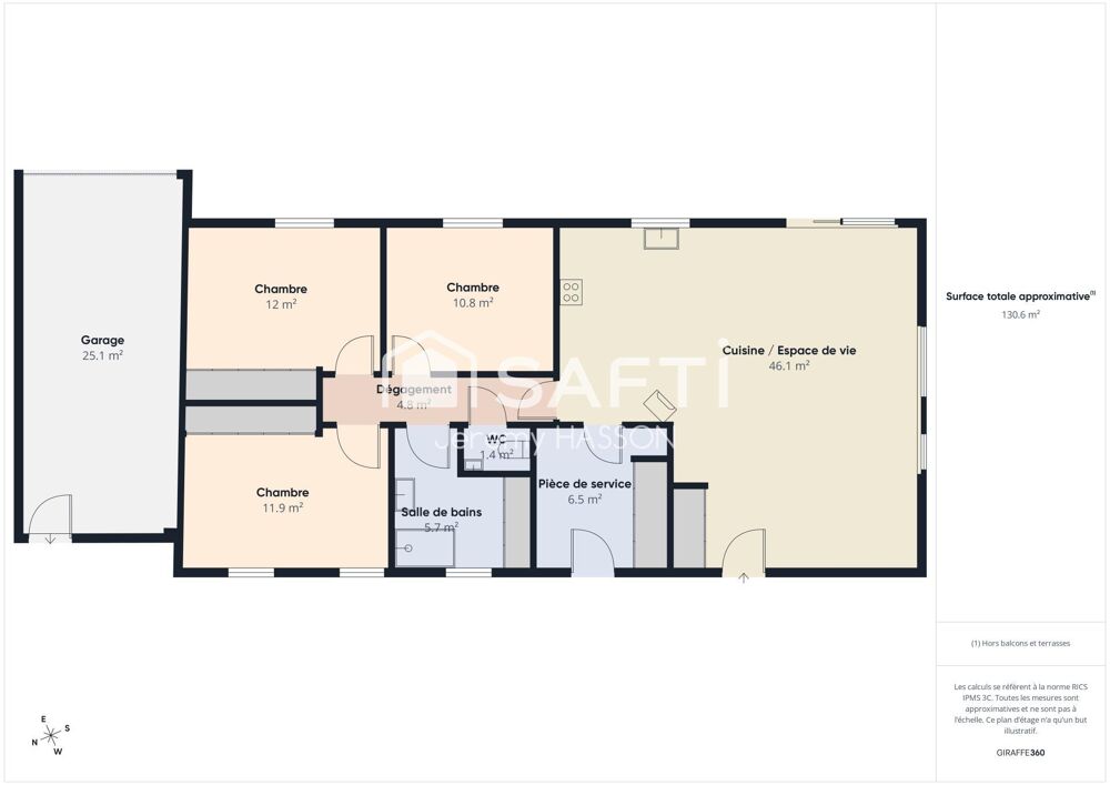 Maison contemporaine de Plain-pied, Clim gainable & Jardin clos
