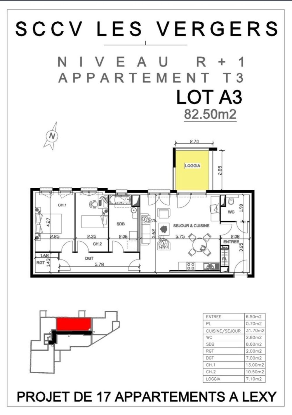 Appartement de standing T3,2ch à Lexy