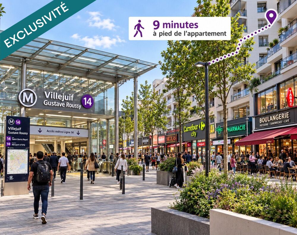 Villejuif  Beau 4 pièces lumineux de 67 m², métro ligne 14 à 9 min, parking, aucun travaux !