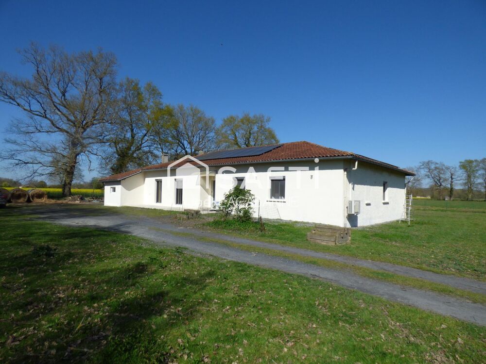 Villa plain pied, 4 chambres, garage, terrain de 7 796 m² (possible 1 ha en plus)