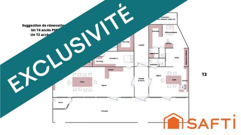   Local commercial de 236 m2 possibilité de diviser en T2 + T4 