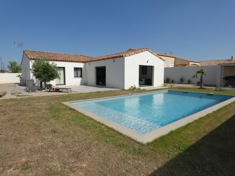 Vente Maison Villa plain pied 133m2 4 chambres sur terrain sans vis à vis de 616m2 avec piscine et garage Narbonne