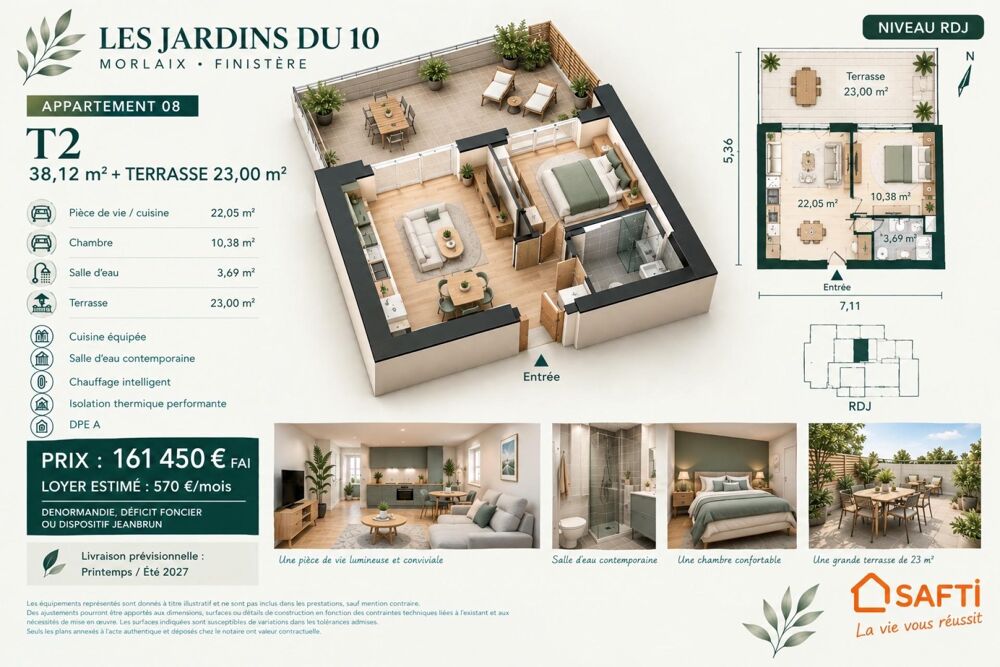 Vente Appartement Appartement neuf de 39 m2 avec terrasse de 25 m2 Morlaix