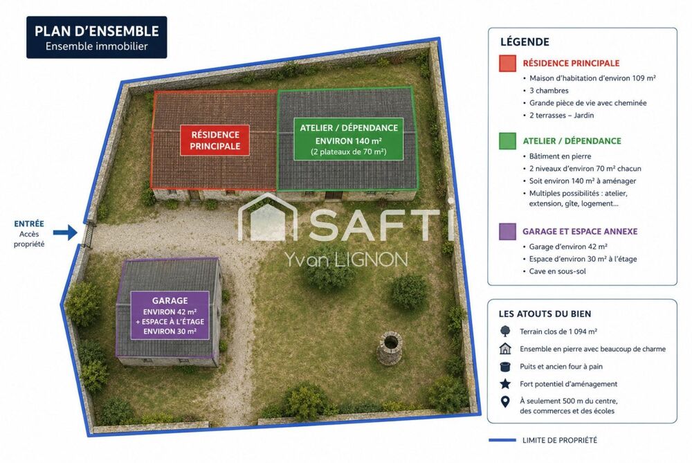 Vente Maison 109 m² habitables + environ 140 m² à aménager + garage 42 m² + espace aménagé d'environ 30 m² au-dessus Saint-lyphard