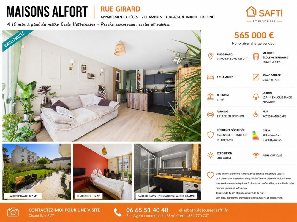 Vente Appartement 3 pièces avec extérieur privé de 174 m2 Maisons-alfort